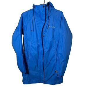 Columbia Hooded Omni Heat Rain Jacket, Blue, S